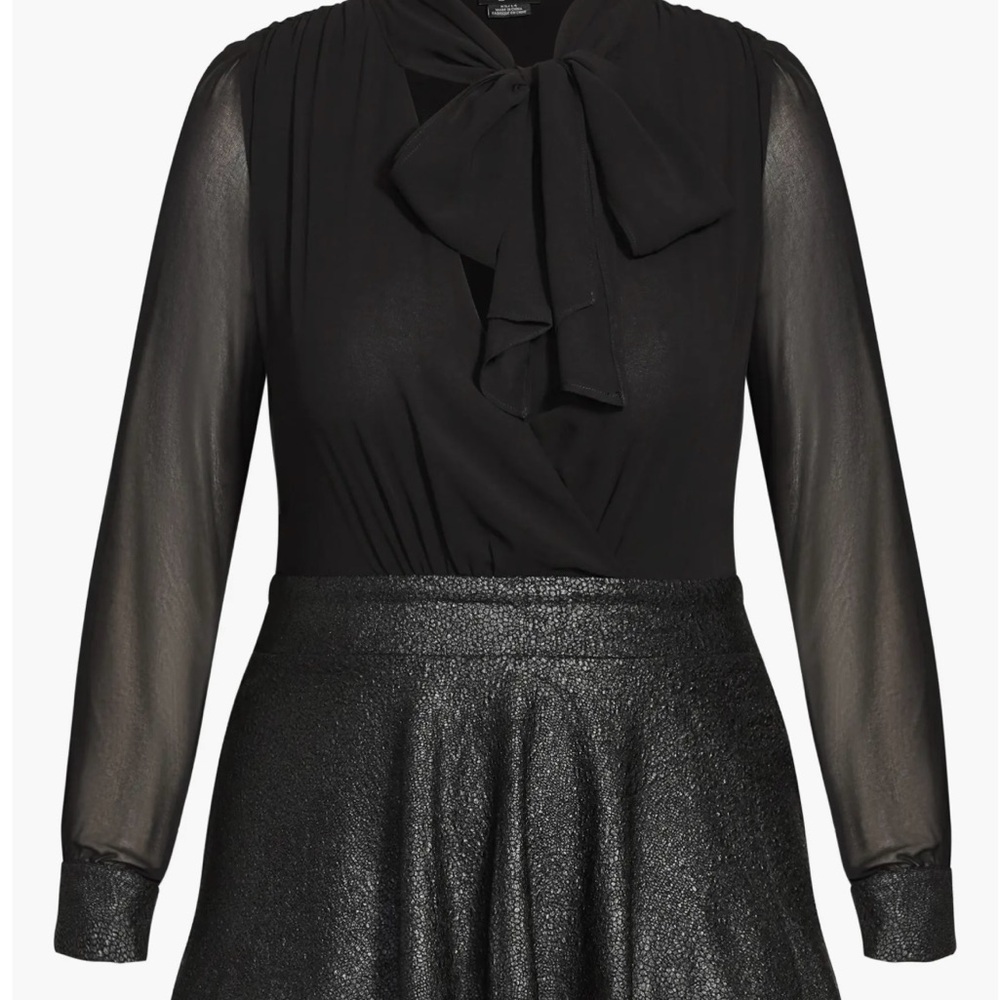 City Chic Black Sheer Sleeve Blouse